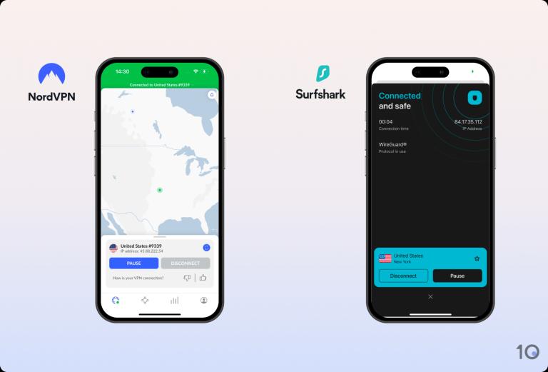 NordVPN and Surfshark on iOS