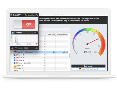 Schermafbeelding van de desktop-app van Astrill