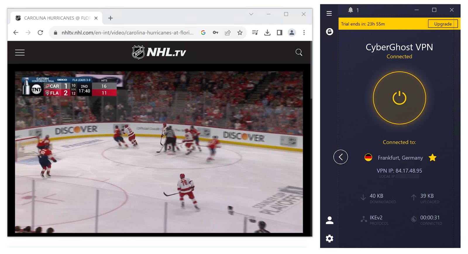 Using CyberGhost to unblock NHL.TV