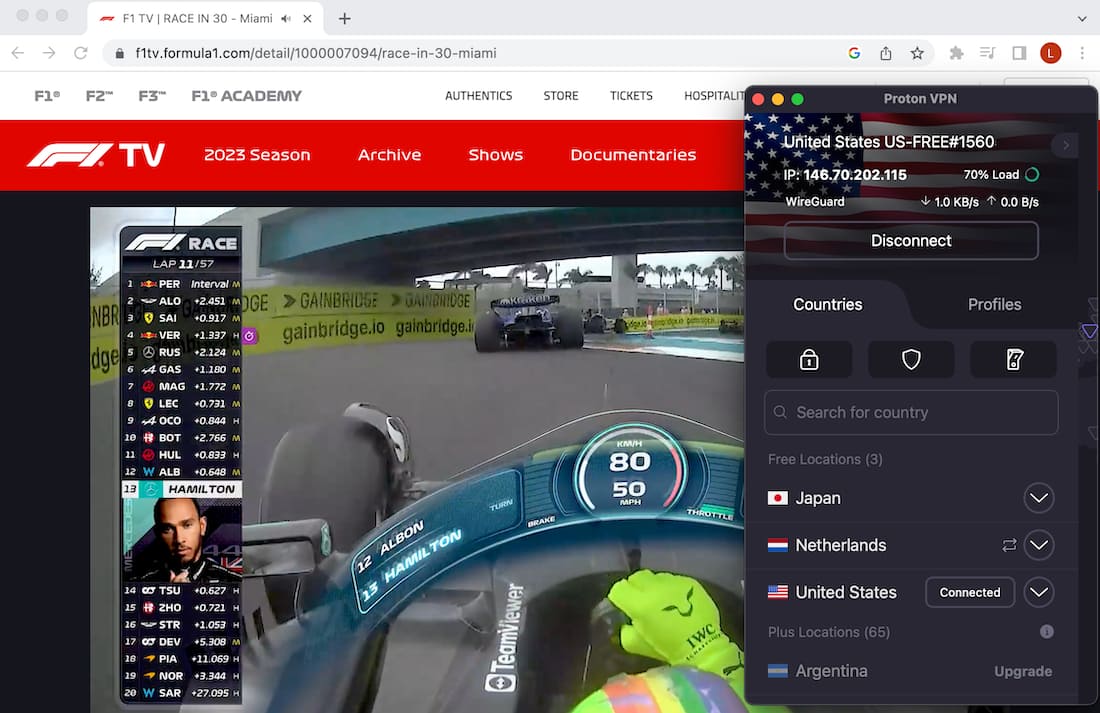 Regarder la F1 gratuitement sur F1TV Pro