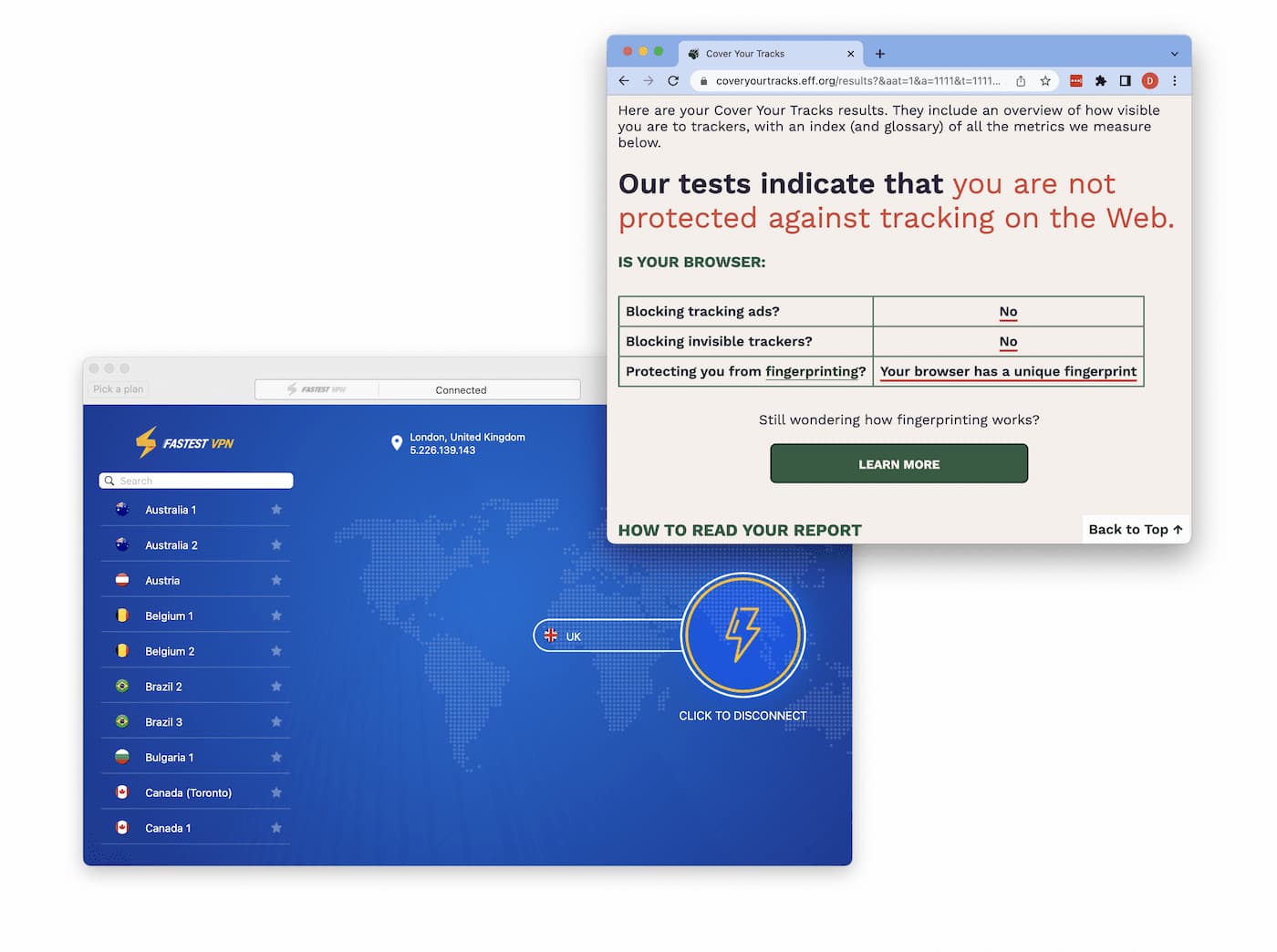 FastestVPN Tracker Test