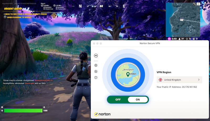 Jugando a Fortnite con Norton Secure VPN