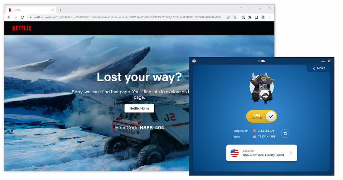 HMA VPN blocked by US Netflix