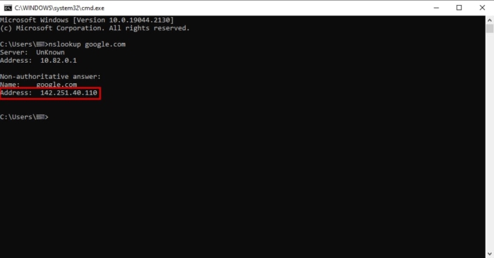 Cómo encontrar la dirección DNS utilizando el símbolo del sistema