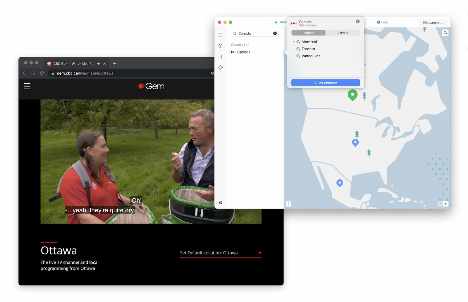 Streaming de CBC Gem avec NordVPN 