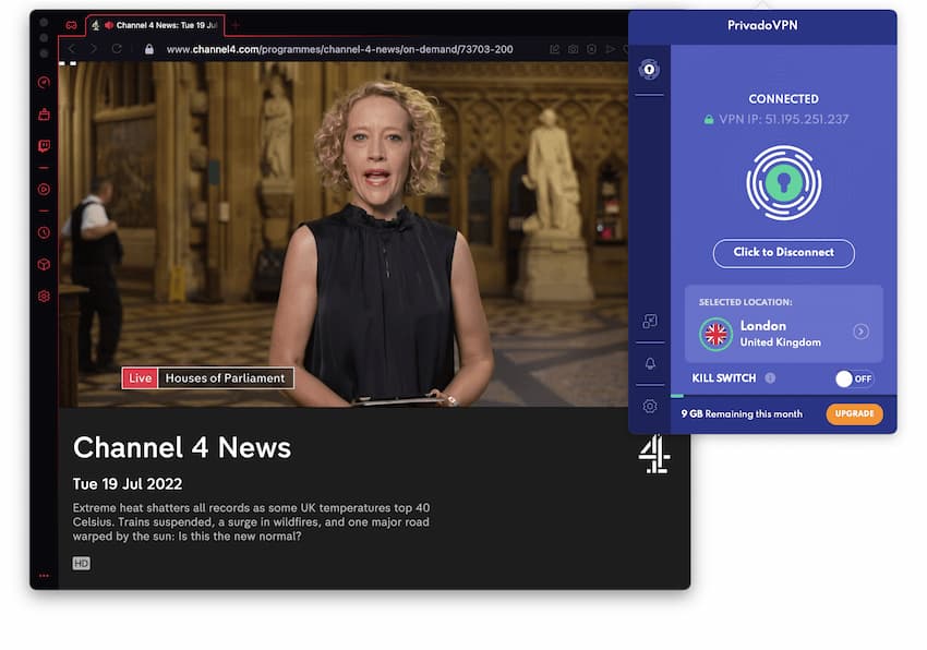 PrivadoVPN Free Channel 4 Streaming