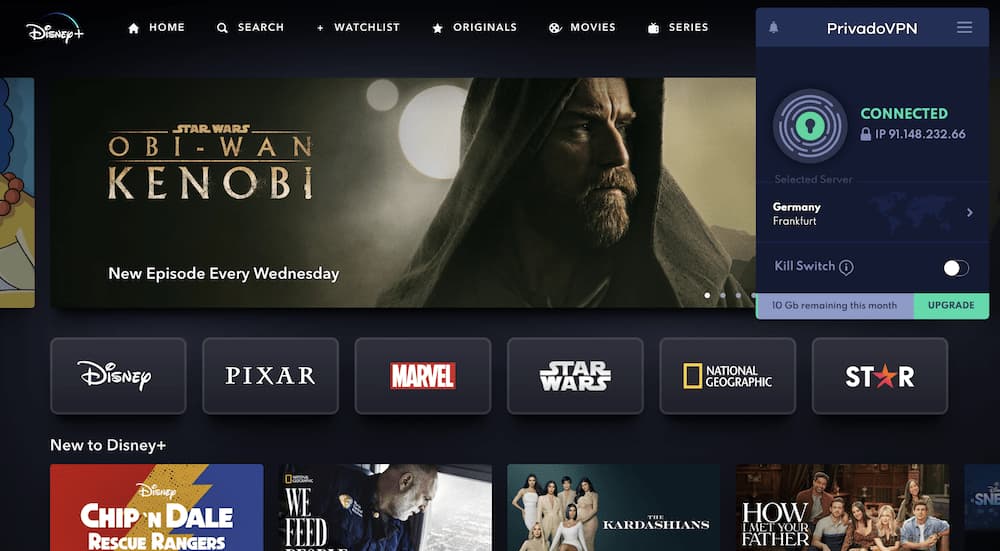 Sblocco di Disney+ con PrivadoVPN