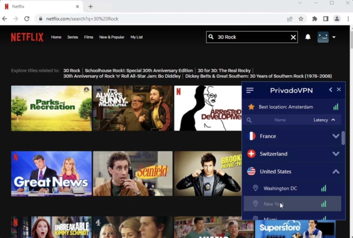 Utilizando PrivadoVPN para acceder a Netflix Estados Unidos