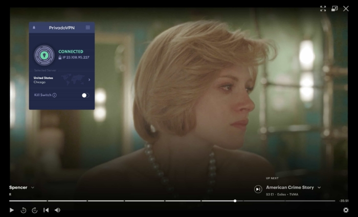 PrivadoVPN Hulu Streaming Test