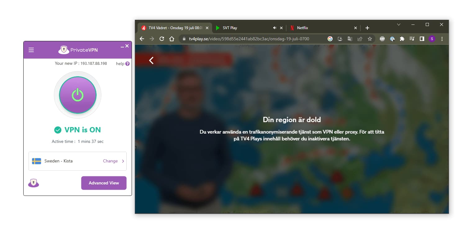 PrivateVPN med Netflix
