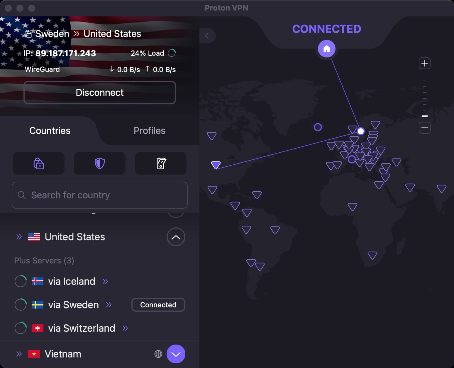 Proton VPN's double VPN server coverage