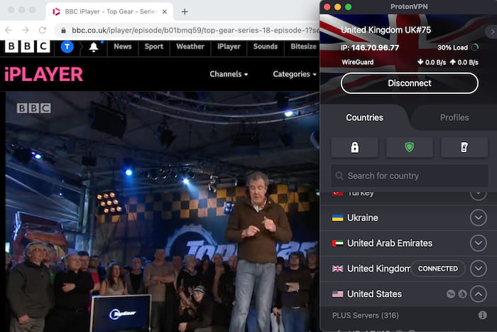 Proton VPN funziona con BBC iPlayer