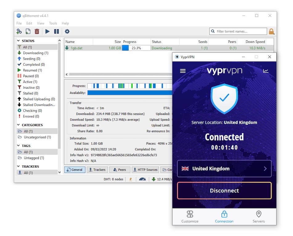 Test torrentów z VyprVPN