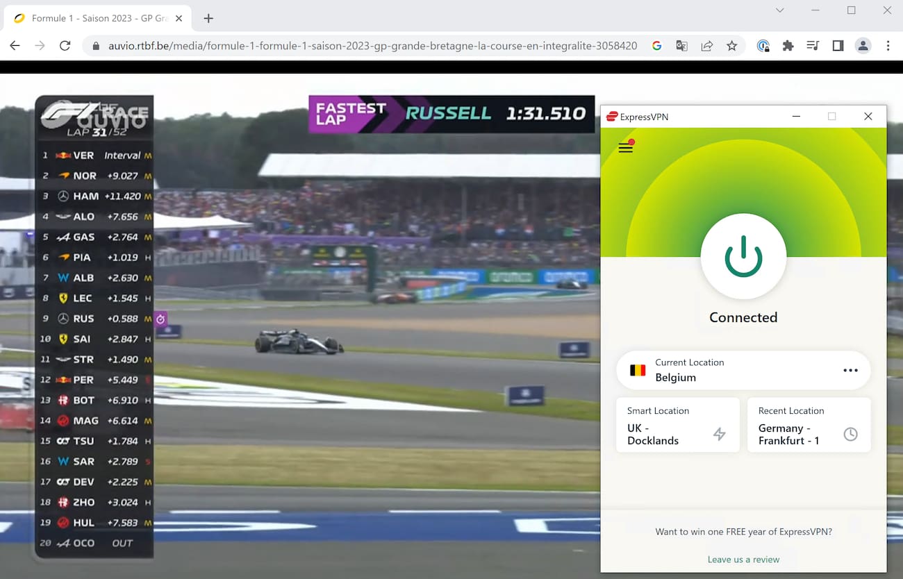 Assistindo F1 de graça com o RTBF Auvio