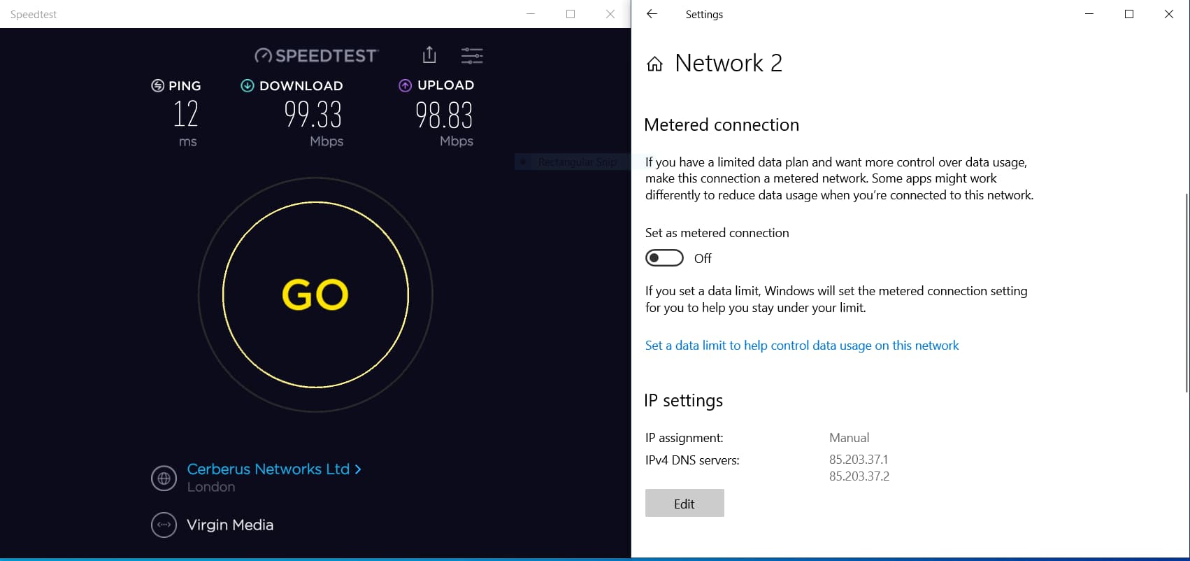 Captura de pantalla de la prueba de velocidad con Smart DNS