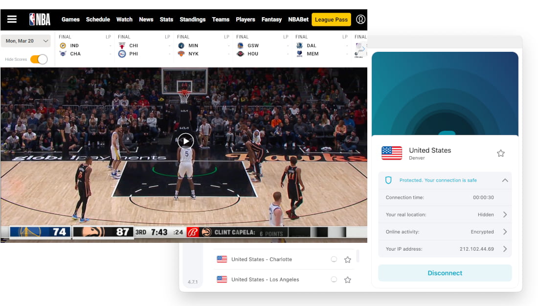 Using Surfshark to watch blackout games on NBA League Pass