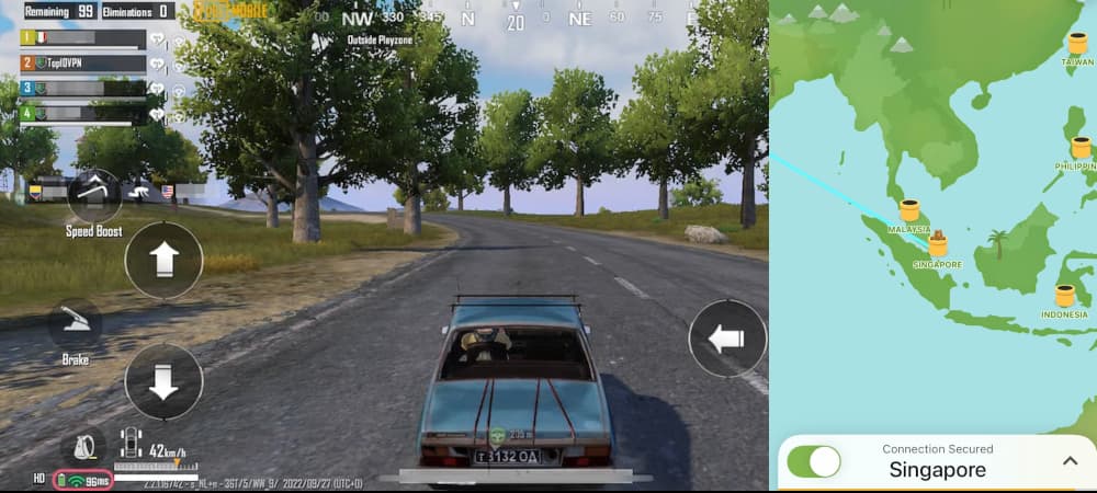 Wir haben TunnelBear Free getestet, indem wir PUBG auf dem Handy gespielt haben.