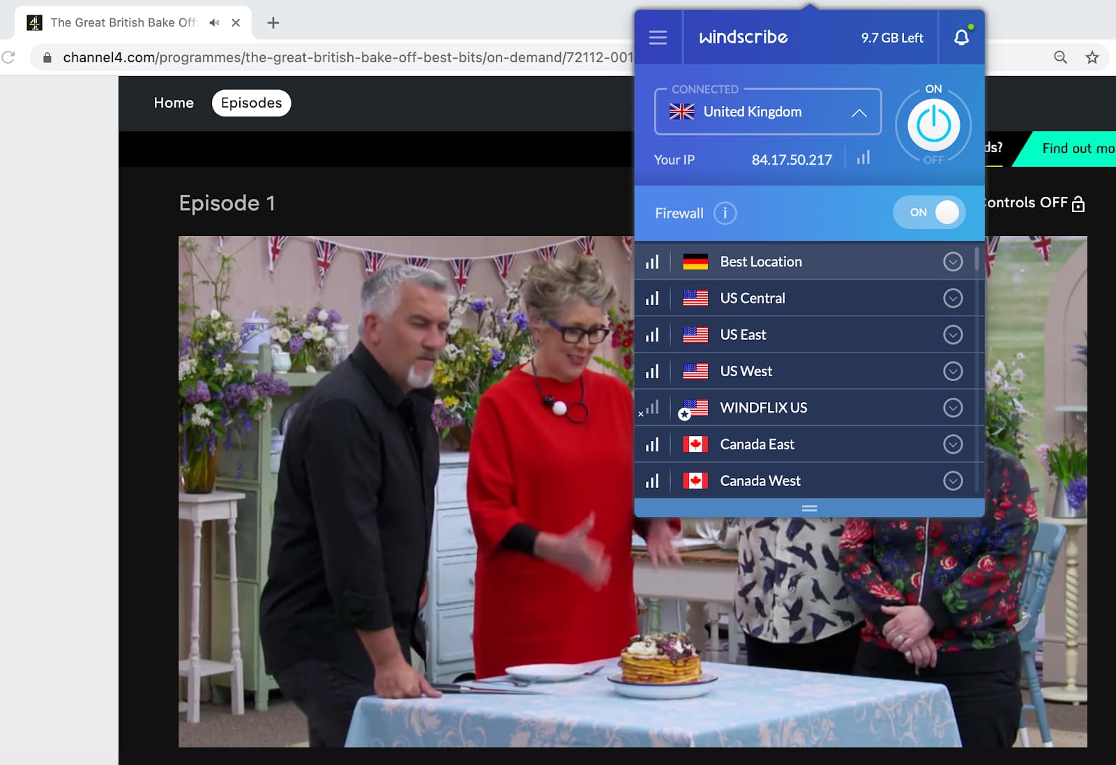 Using Windscribe Free with BBC iPlayer