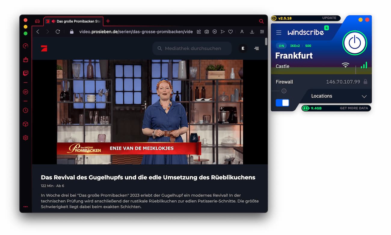 Windscribe Free ProSieben Streaming-Test