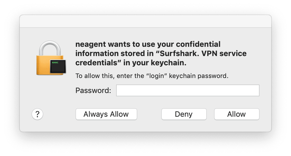 Permisos en Mac para utilizar Surfshark