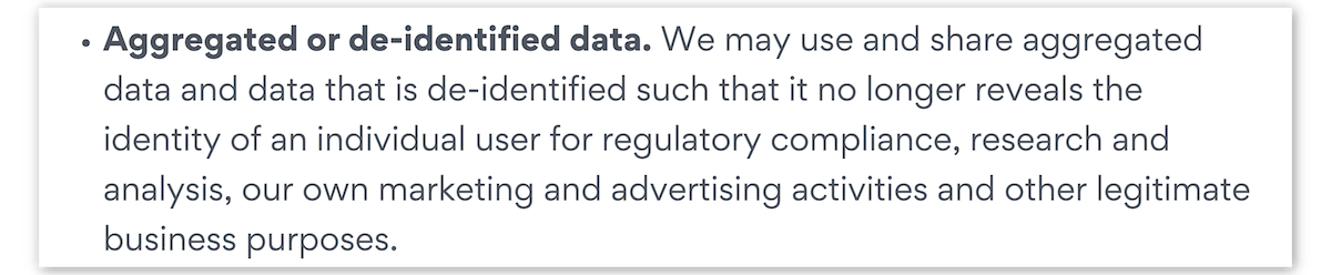 Captura de tela da política de privacidade da Anchorfree