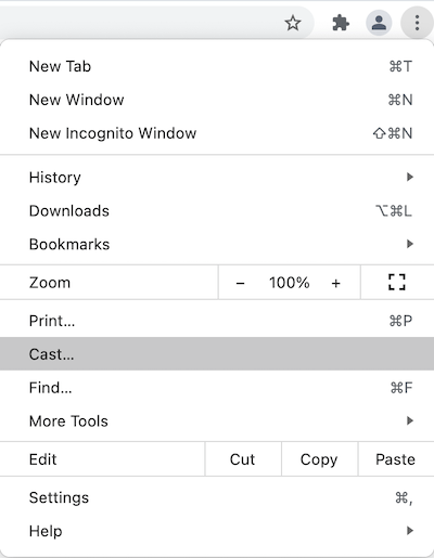 Casting screen from Google Chrome to Chromecast