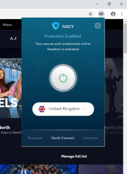 Screenshot of Ivacy Chrome Extension