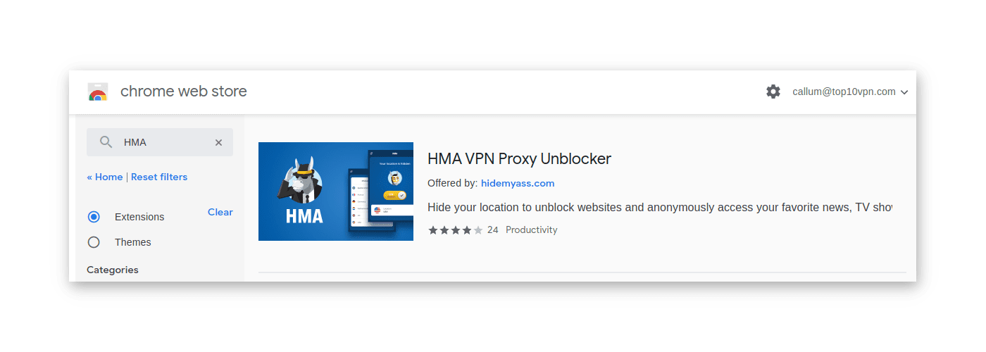 Rozszerzenie VPN w Google Chrome Web Store