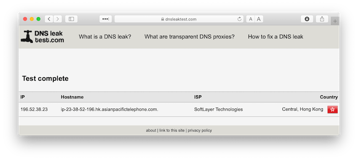 Risultati dei test DNS 