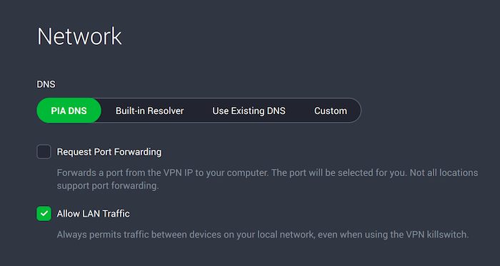 Configurando DNS de PIA en la aplicación de PIA