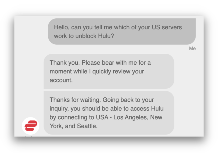 Chat di assistenza live di ExpressVPN