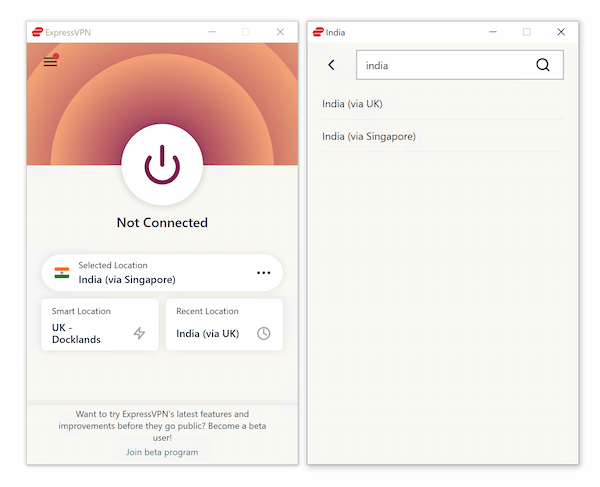 ExpressVPN's India server locations