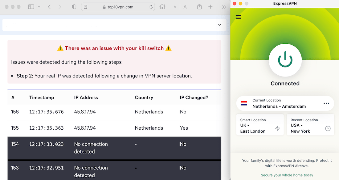 Testen der Wirksamkeit von ExpressVPNs Kill Switch