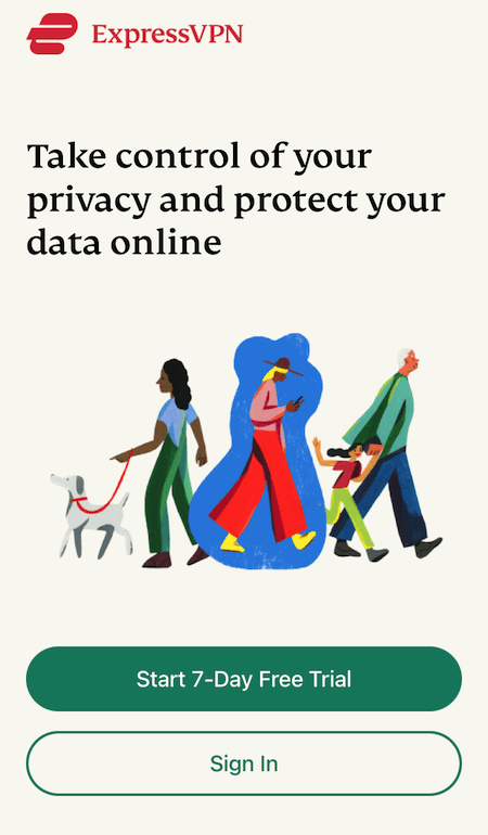 Registrering för ExpressVPN:s kostnadsfria provversion på iOS