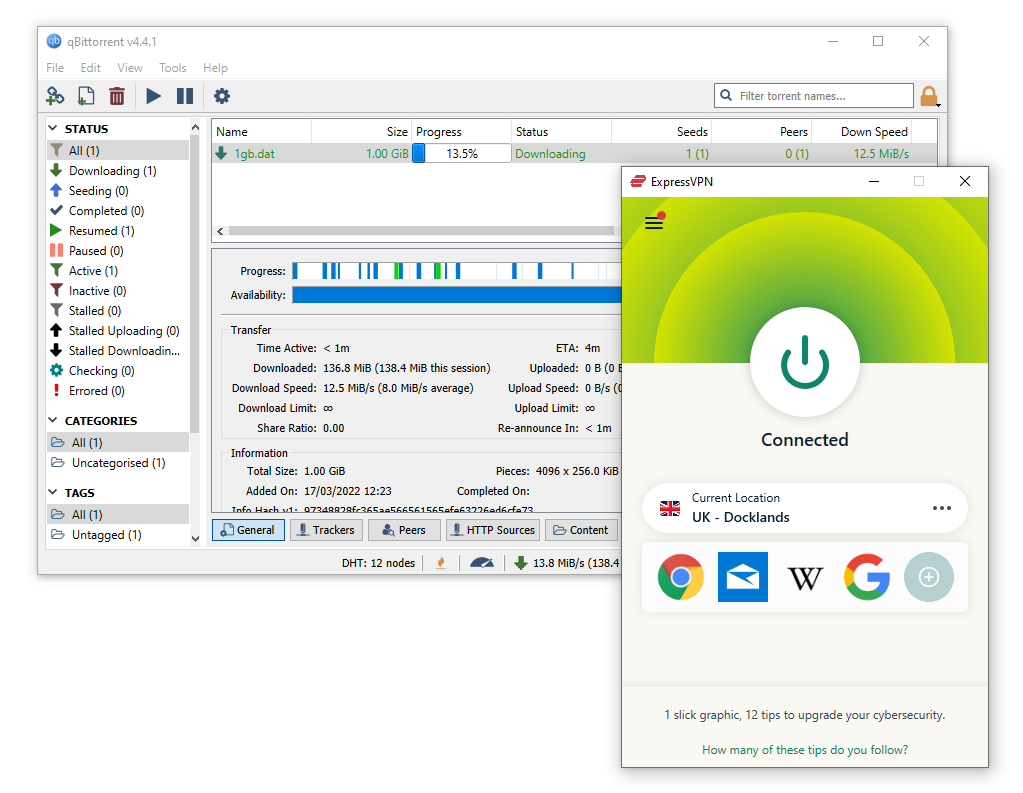 ExpressVPN을 사용하여 qBittorrent 토렌트 클라이언트 접속