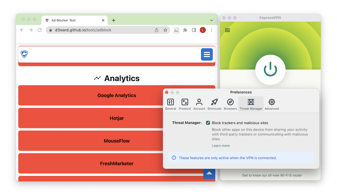 Passando o Threat Manager pelo nosso teste de bloqueio de rastreadores