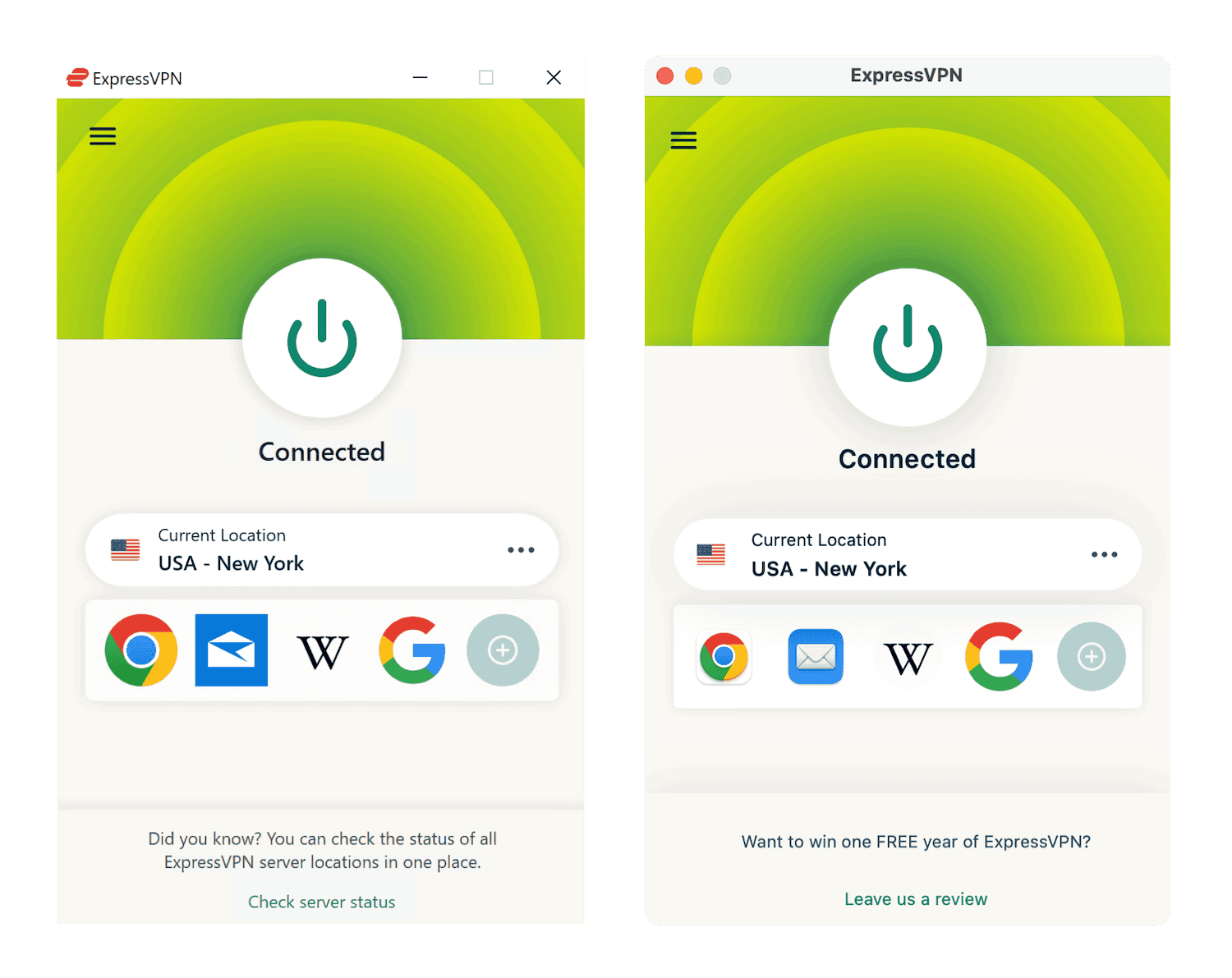 Aplicativo Windows e Mac da ExpressVPN lado a lado