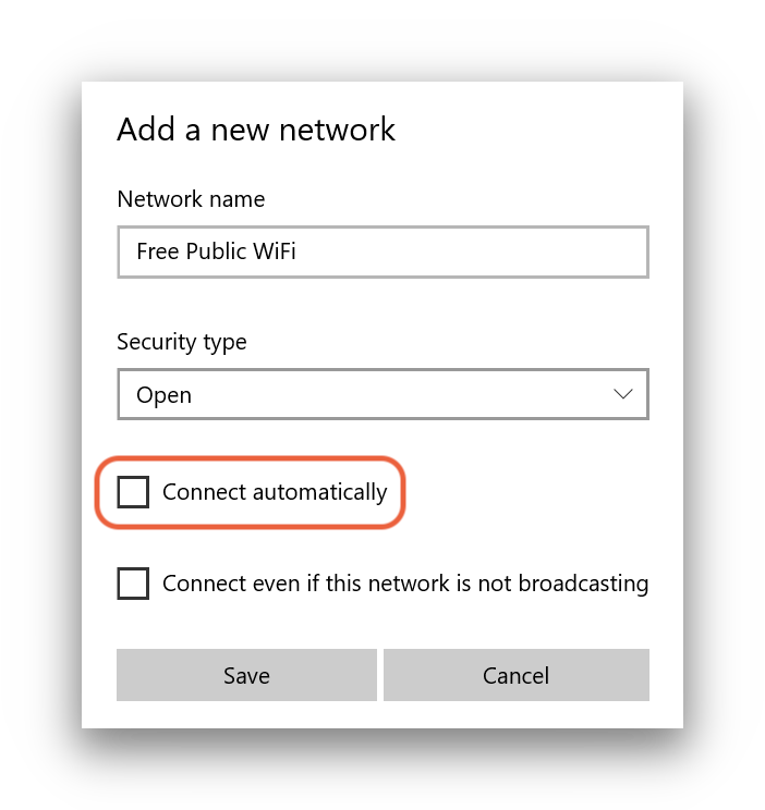 Windows WiFi settings.