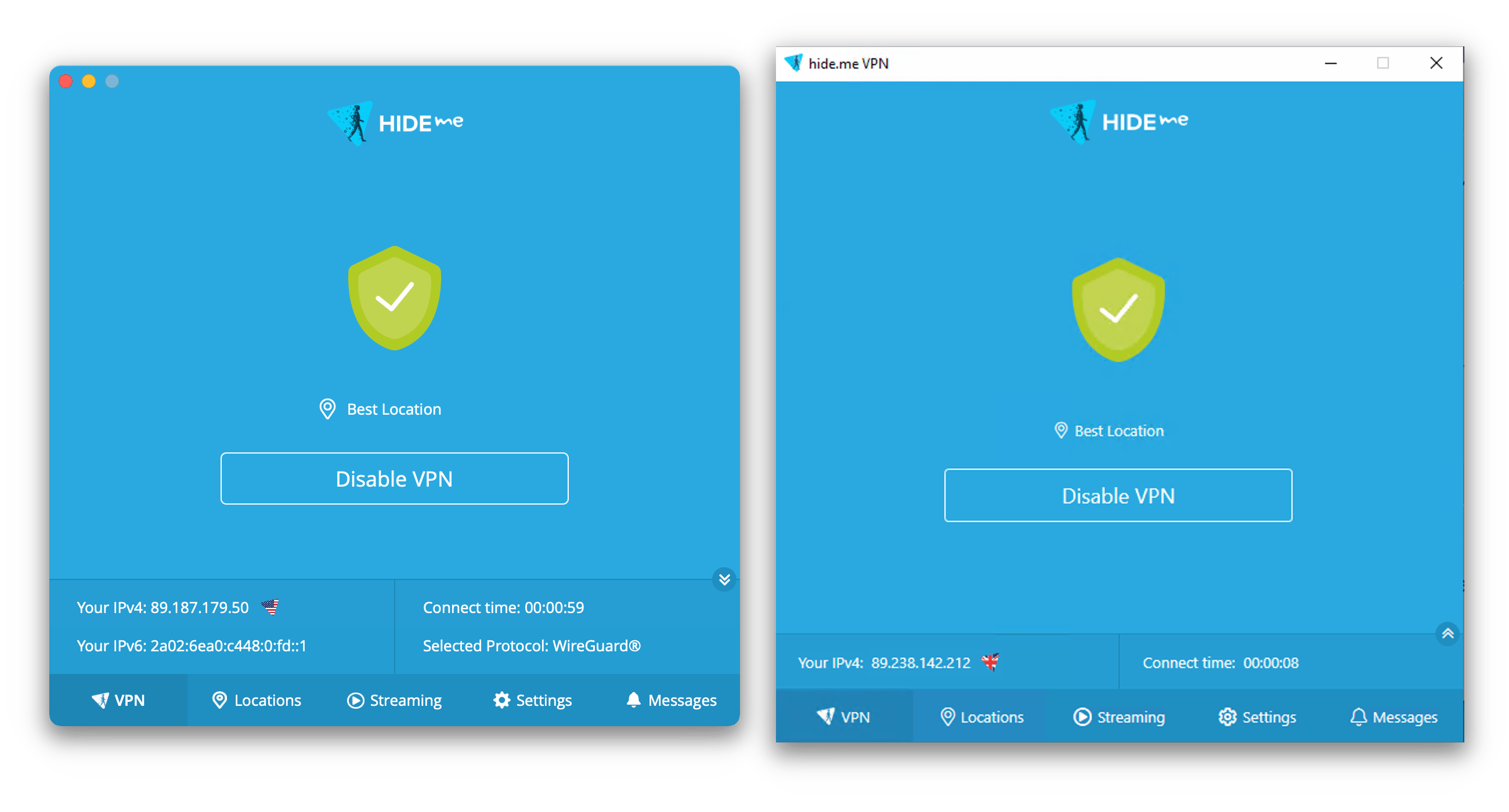 Hide.me 데스크톱 앱