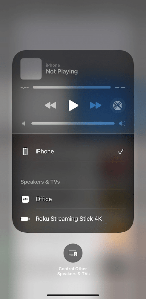 iPhone Control Center