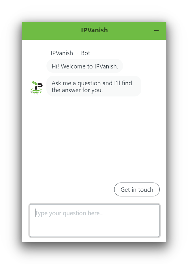 Il supporto del chatbot di IPVanish