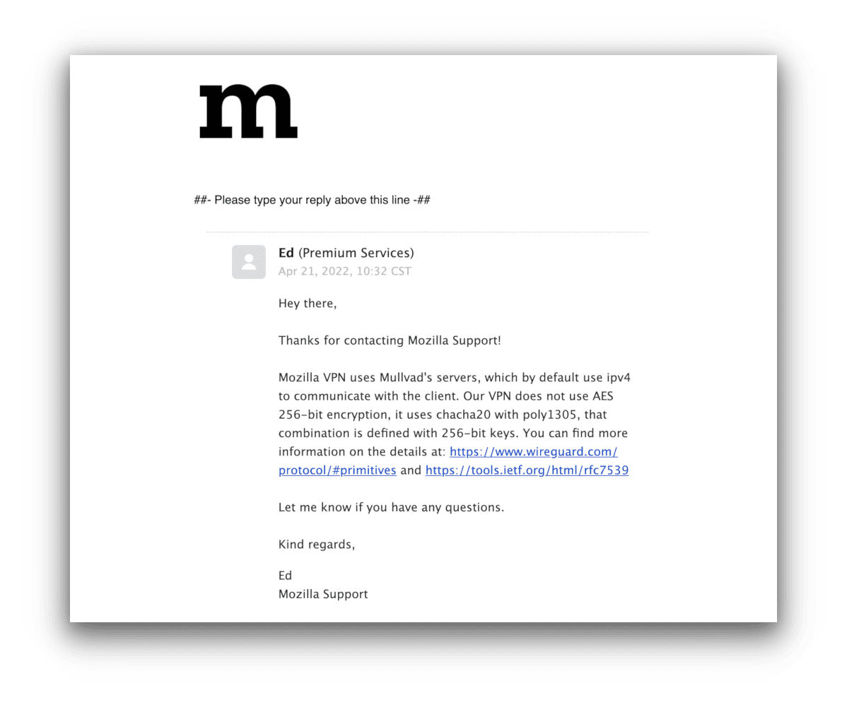 A conversation with Mozilla VPN support