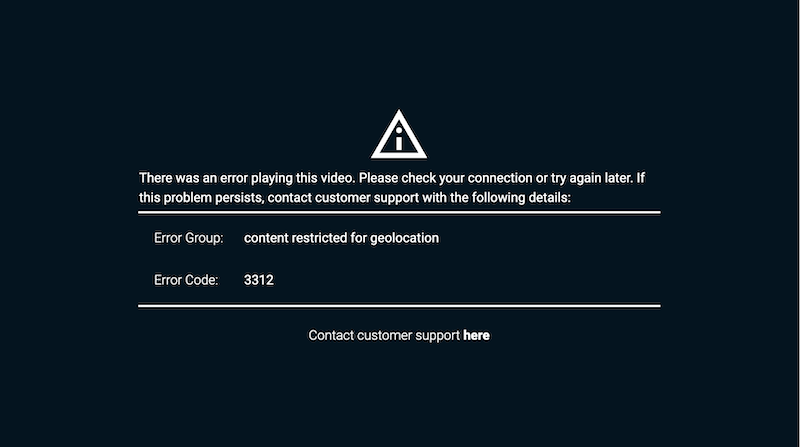 NBA League Pass VPN error code 3312