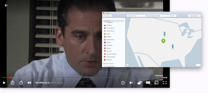 NorVPN을 사용해 미국 넷플릭스를 시청하는 모습