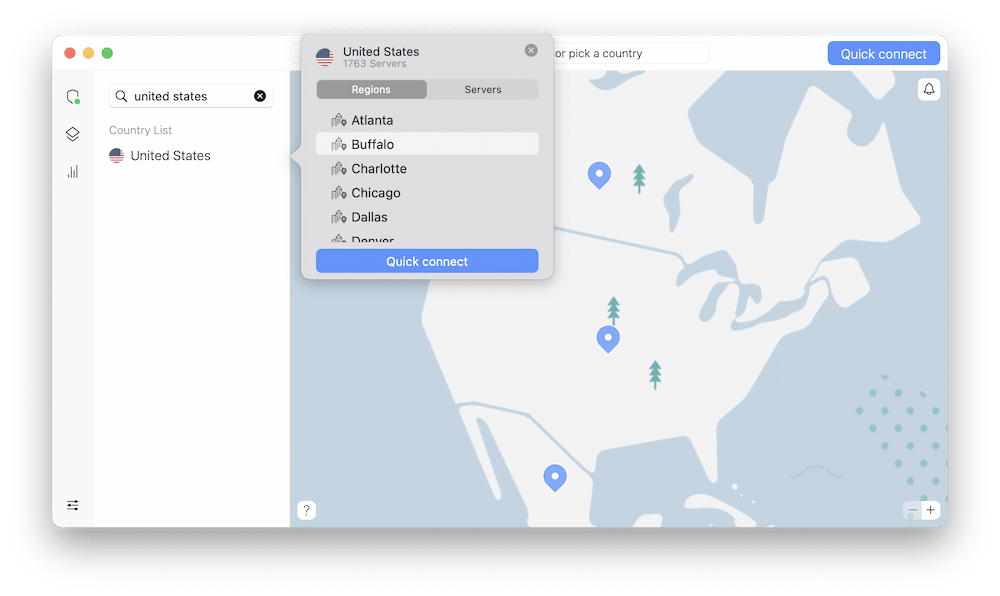 NordVPN US city server locations