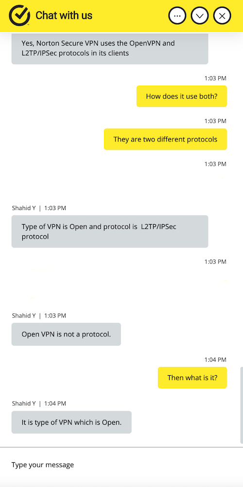 Via live chat in gesprek gaan met de klantenservice van Norton VPN