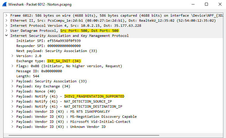 Analysieren des VPN-Verkehrs mit Wireshark