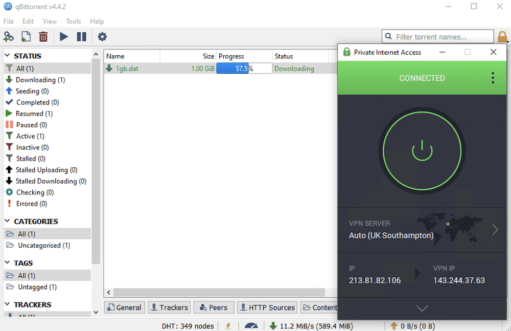 Utilisation de Private Internet Access pour télécharger un fichier torrent