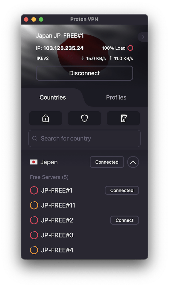 Proton VPN Free Japan Servers