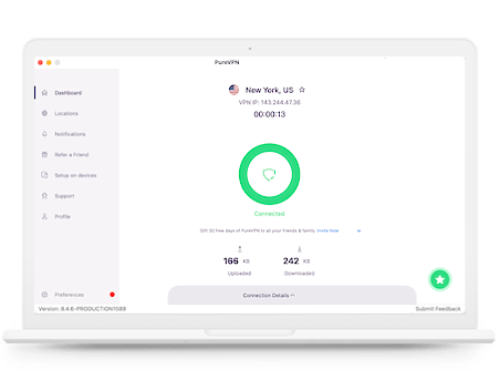 PureVPN's app on desktop